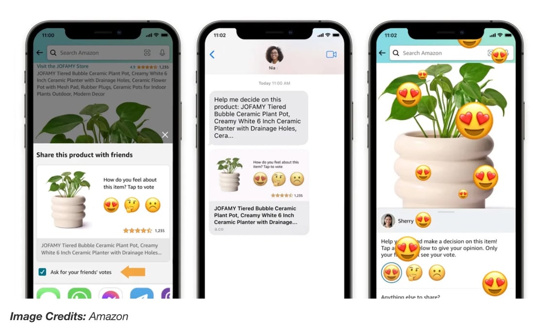 Amazon adds social shopping features, including a way to ask friends for product feedback TechCrunch 2023-10-20 at 1.35.34 AM